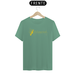 Nome do produtoCamiseta estonada Brasil (mapa e soletração - amarelo) 