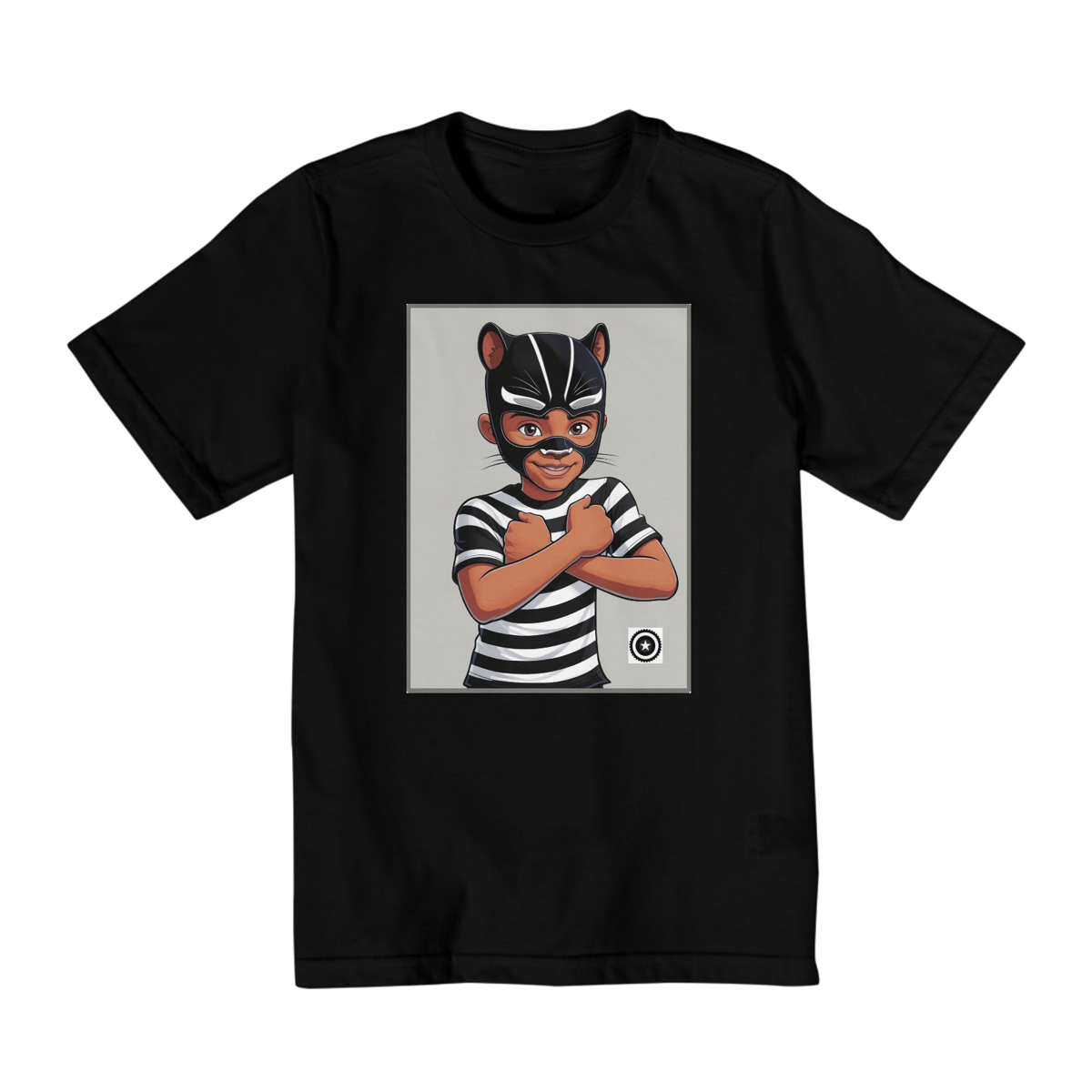 Nome do produto: Camiseta Panterinha Fundo Cinza (de 02 a 08 anos)