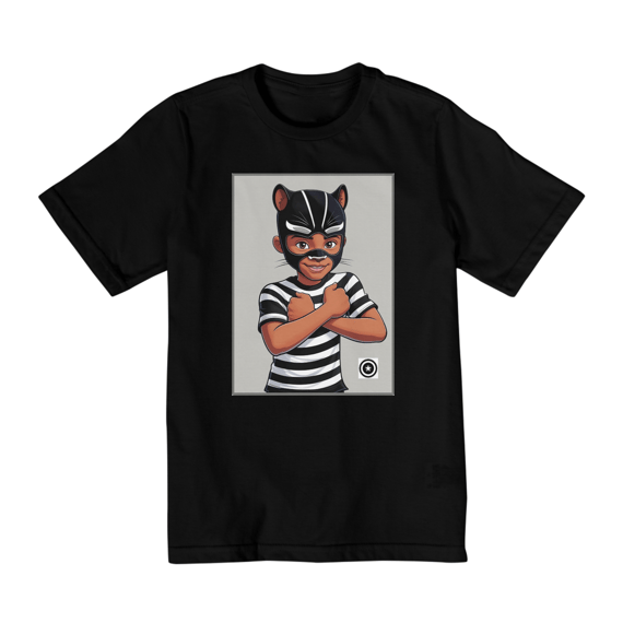 Camiseta Panterinha Fundo Cinza (de 02 a 08 anos)