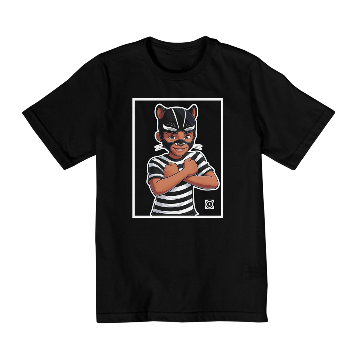 Nome do produto: Camiseta Panterinha Fundo Preto (de 10 a 14 anos)