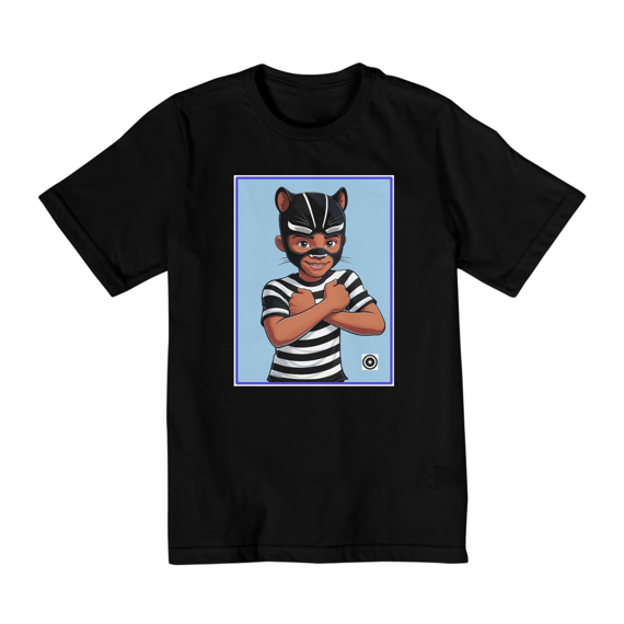 Camiseta Panterinha Fundo Azul (de 02 a 08 anos)