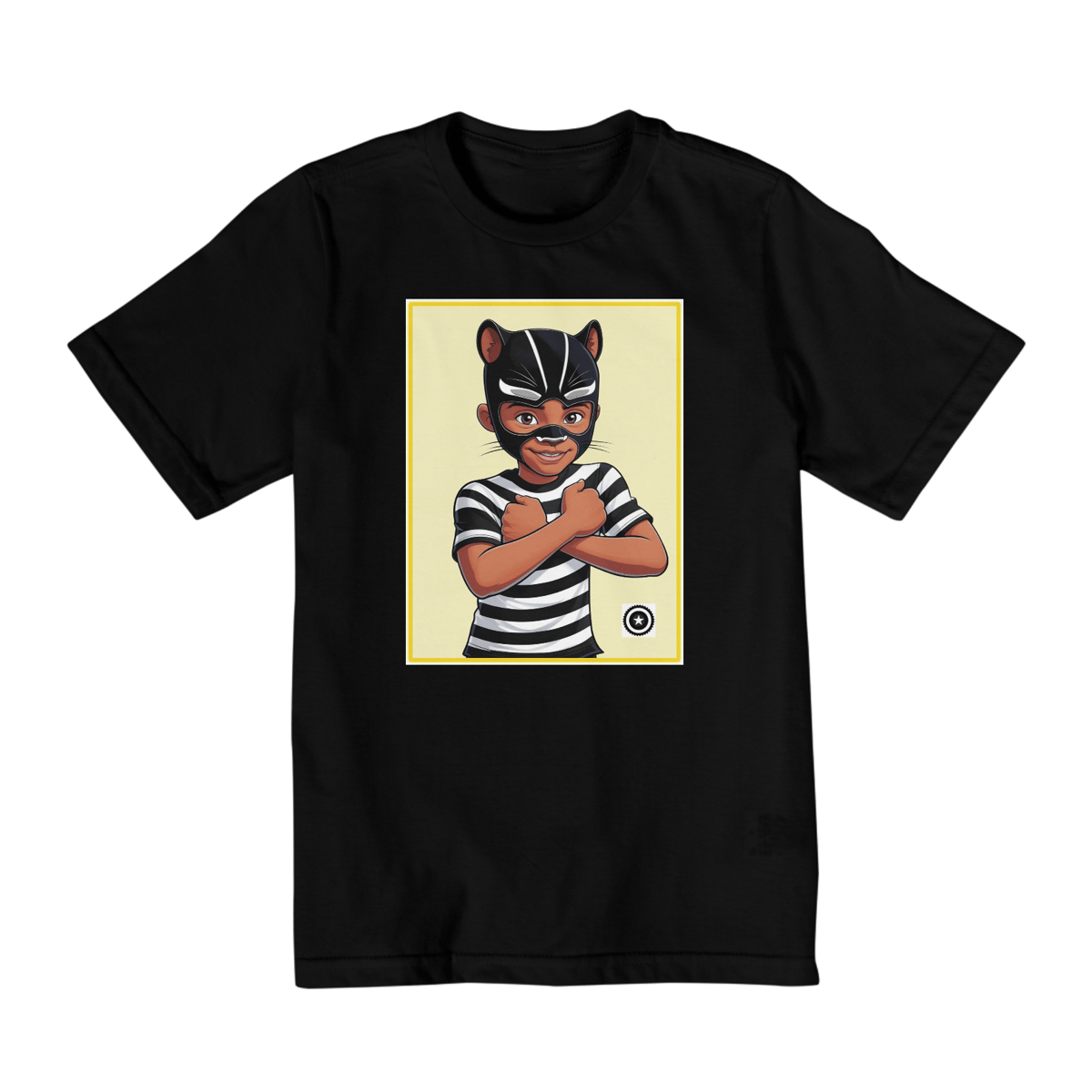 Nome do produto: Camiseta Panterinha Fundo Amarelo (de 10 a 14 anos)