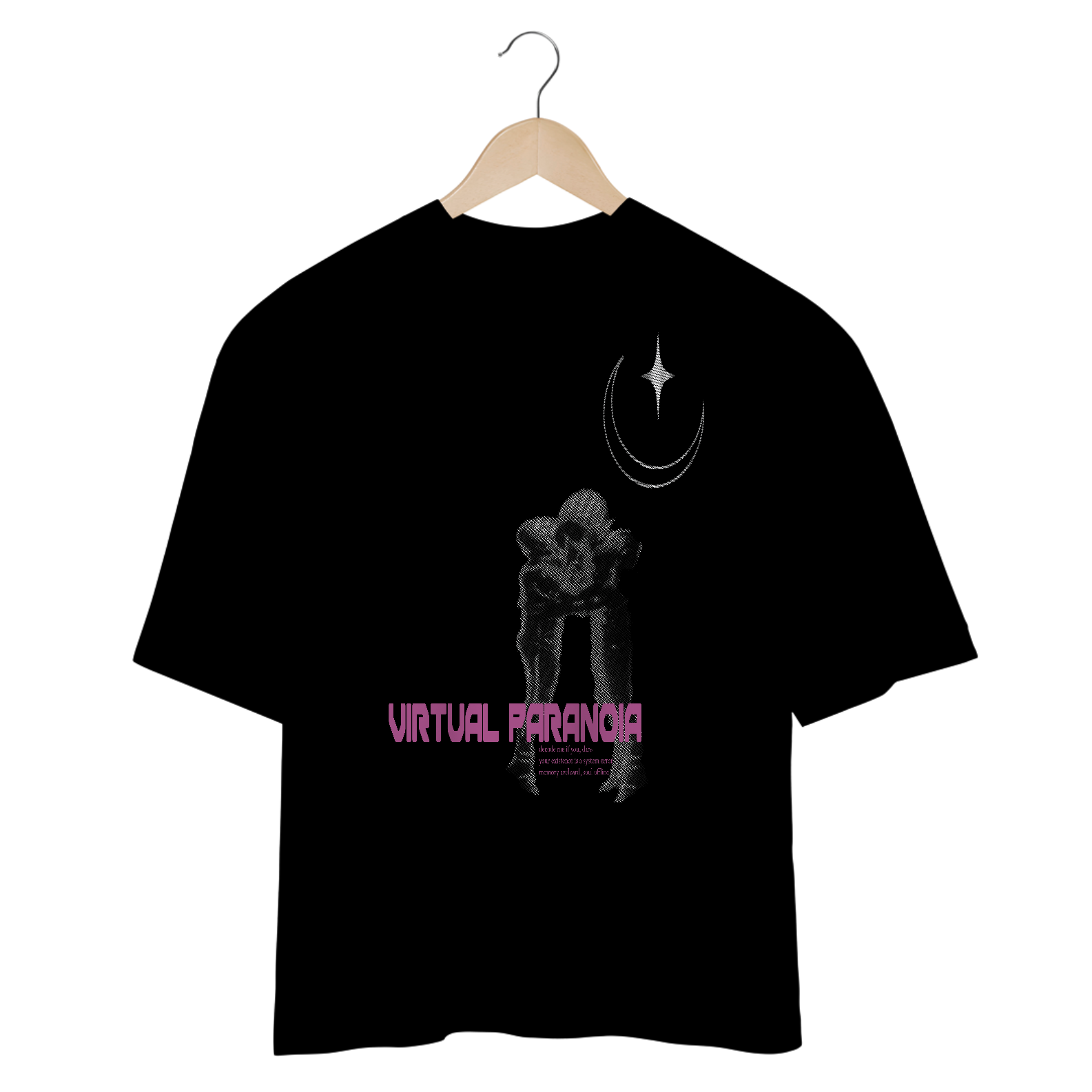 Camiseta Oversized Preta Virtual Paranoia