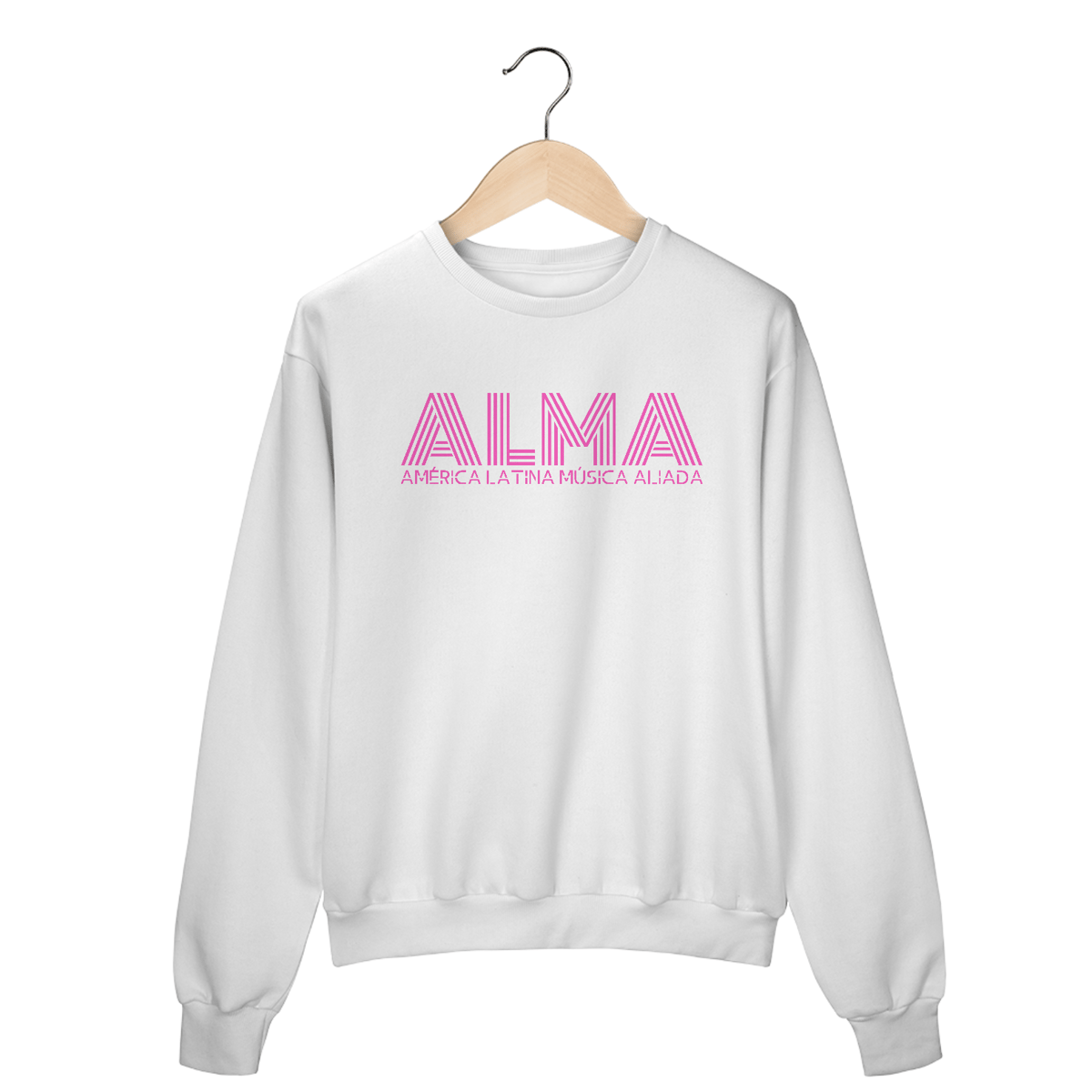 Nome do produto: Moletom Fechado ALMA (Letra Rosa)