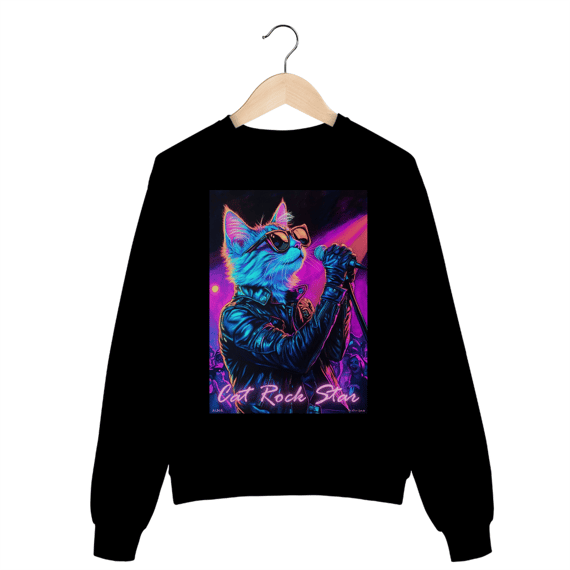 Moletom Fechado Cat Rock Star