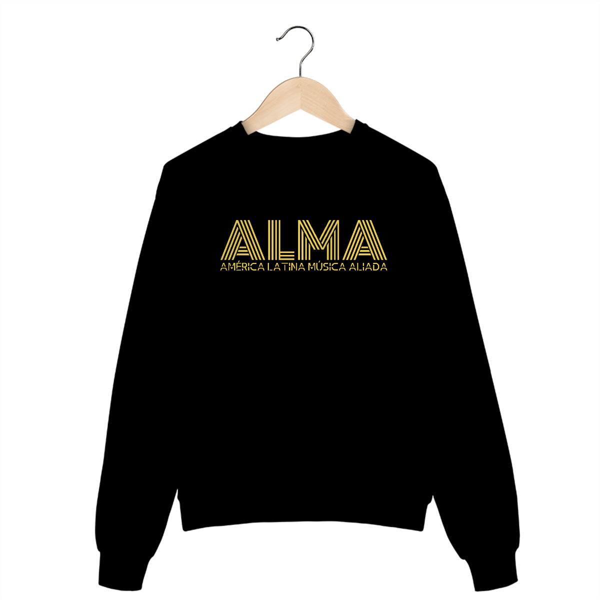 Nome do produto: Moletom Fechado ALMA (Letra Amarela)