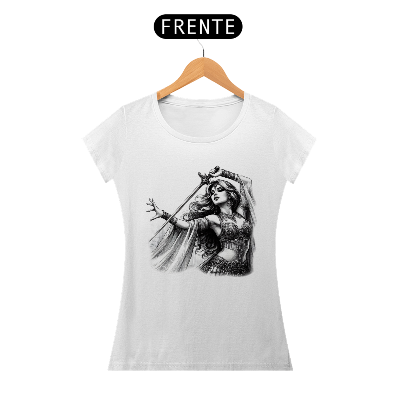 Dança com a Espada - Camiseta de Dança do Ventre feminina – Bellydance Glam BR