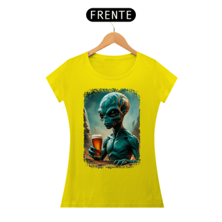 Nome do produto Baby Look Ufologia Modelo 2 - Alienígena Bebendo Cerveja