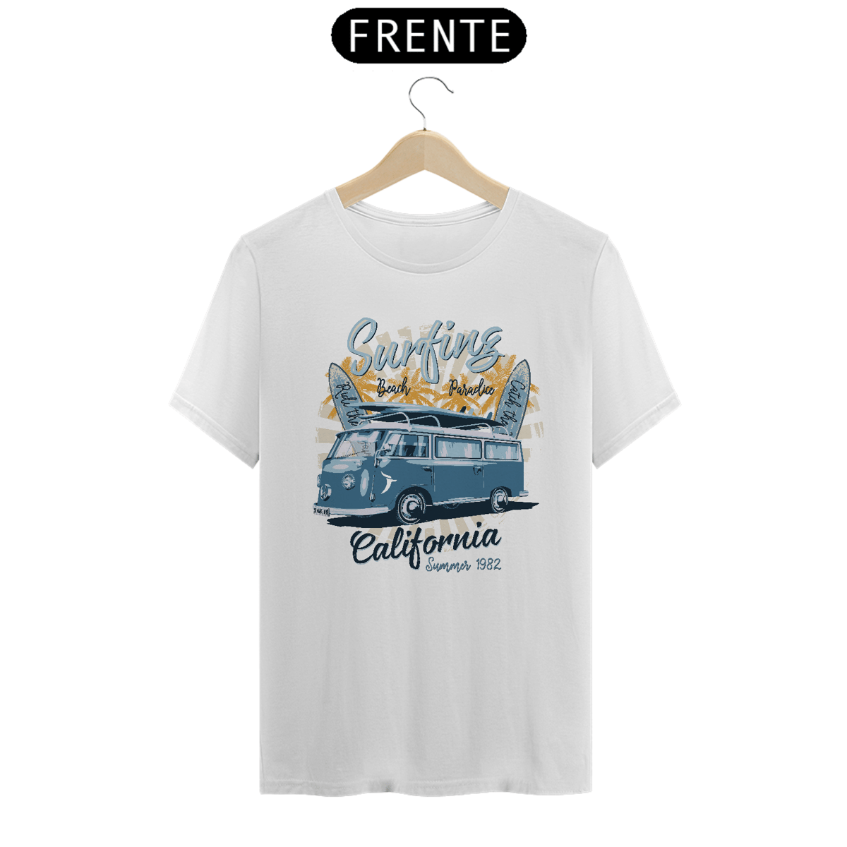 Nome do produto: Camiseta Kombi Modelo 1 - Surfing Beach California