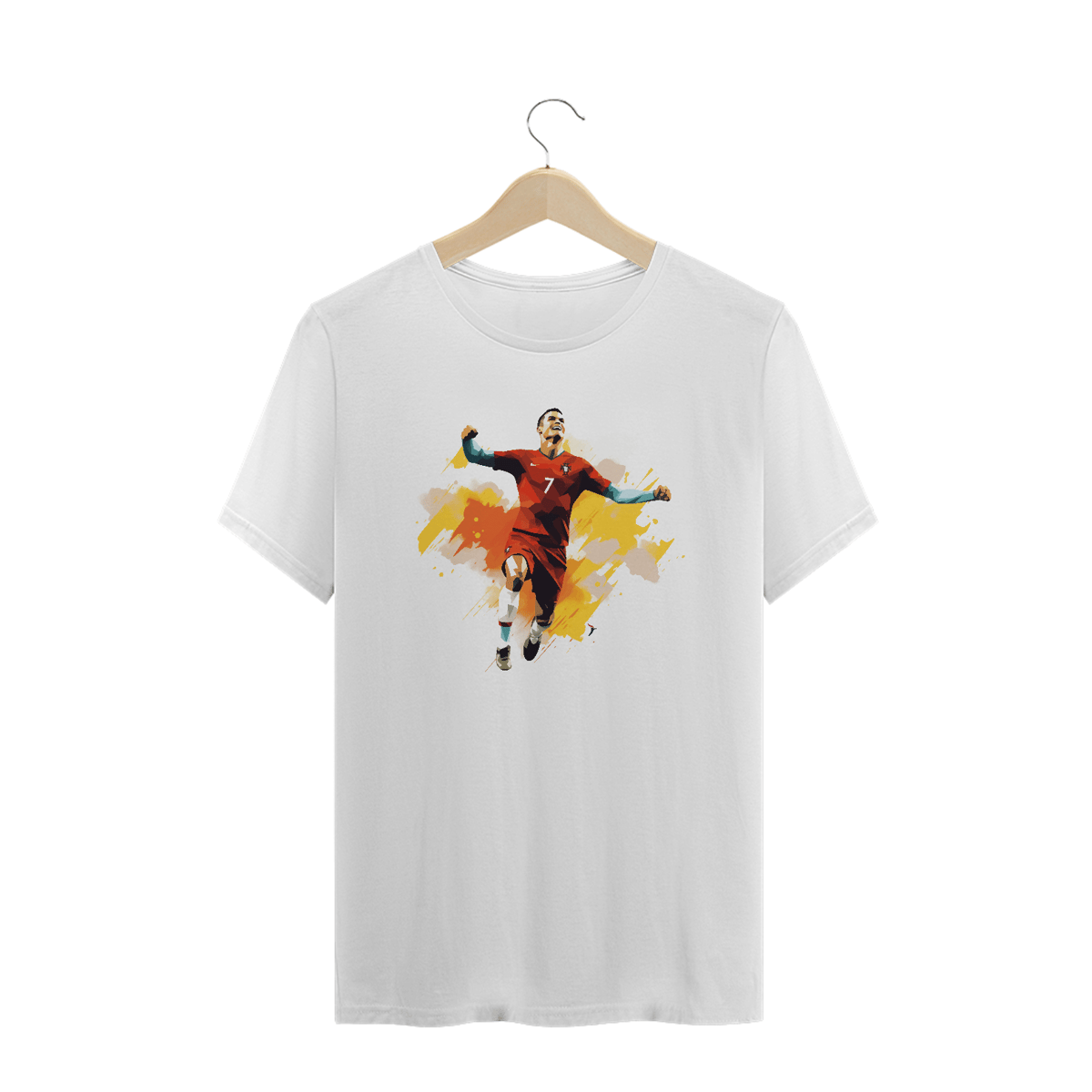 Nome do produto: Camiseta Plus Size Cristiano Ronaldo Modelo 1 - Seleção de Portugal