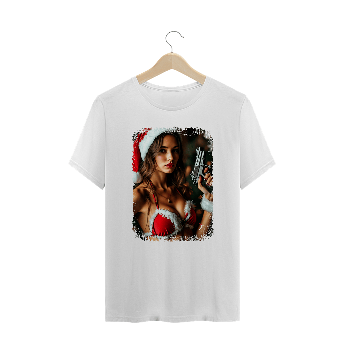 Nome do produto: Camiseta Plus Size Natal Modelo 2 - Mamãe Noel Armada