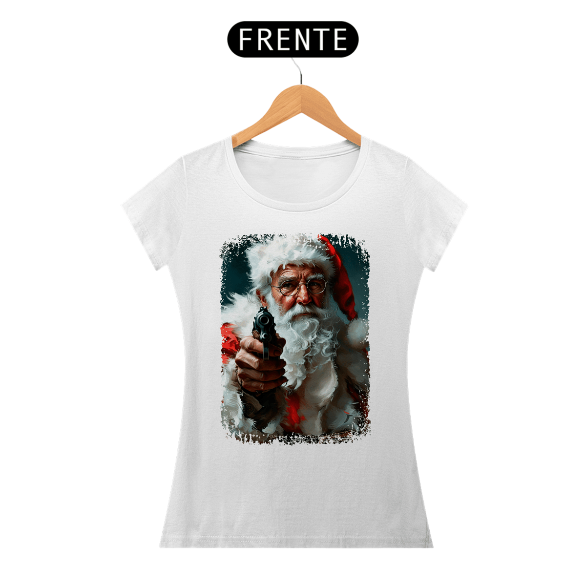 Nome do produto: Baby Look Natal Modelo 3 - Papai Noel Armado