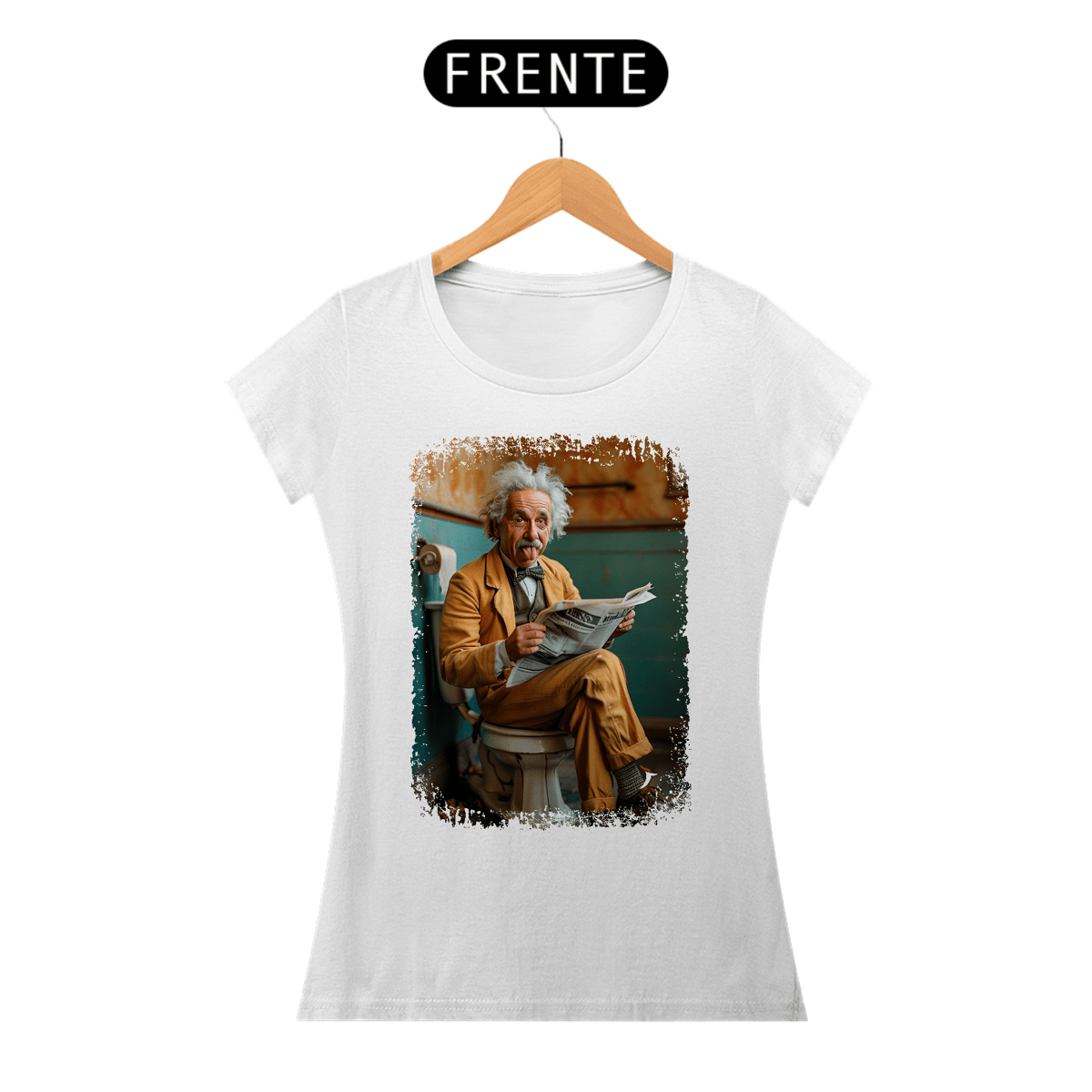 Nome do produto: Baby Look Albert Einstein Modelo 1 - Sentado no Trono