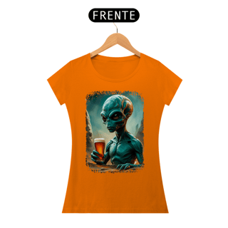 Nome do produto Baby Look Ufologia Modelo 2 - Alienígena Bebendo Cerveja