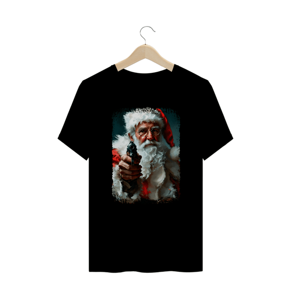 Camiseta Plus Size Natal Modelo 3 - Papai Noel Armado