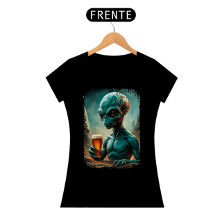 Nome do produto Baby Look Ufologia Modelo 2 - Alienígena Bebendo Cerveja