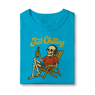 Nome do produto Camiseta Infantil Caveira Just Chilling - Modelo 1
