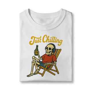 Nome do produto Camiseta Infantil Caveira Just Chilling - Modelo 1