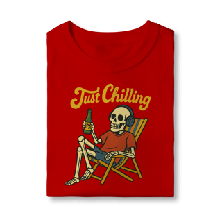 Nome do produto Camiseta Infantil Caveira Just Chilling - Modelo 1