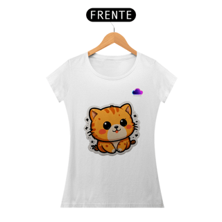 Nome do produto Camiseta Feminina Gatinho Kawaii – Conquiste Corações com Essa Fofura!