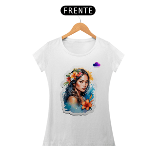 Nome do produto Camiseta Feminina Arte Tropical – Beleza, Coragem e Alma em Uma Só Peça