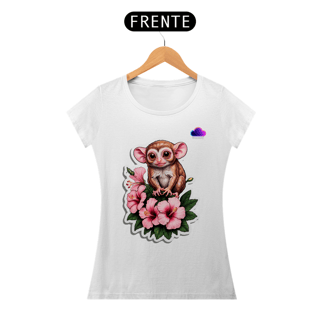 Nome do produto Camiseta Feminina Primatinha Exótica – Fofura Selvagem com Toque Floral