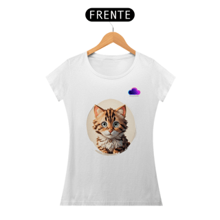 Nome do produto Camiseta Feminina Gatinho Olhar Encantado – Amor à Primeira Vista