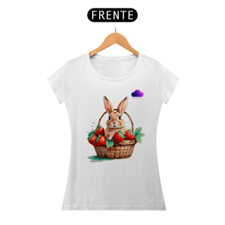 Nome do produto Camiseta Feminina Coelhinho & Morangos – Doçura em Forma de Estampa!