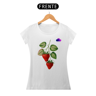 Nome do produto Camiseta Feminina Morangos Vintage – Doçura Natural com Toque de Estilo