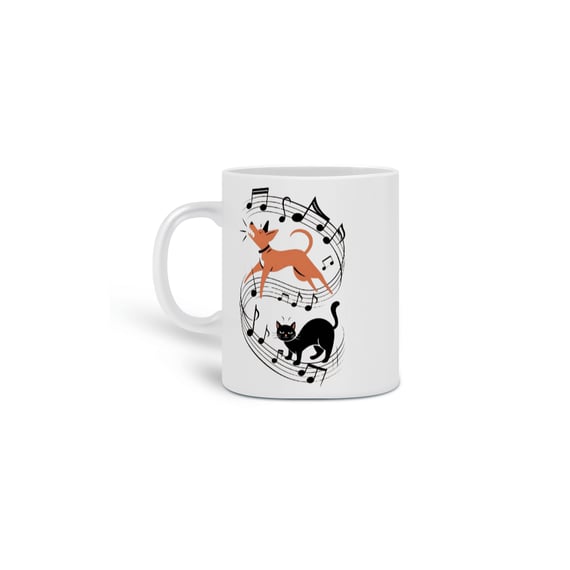 Caneca cão e gato musical