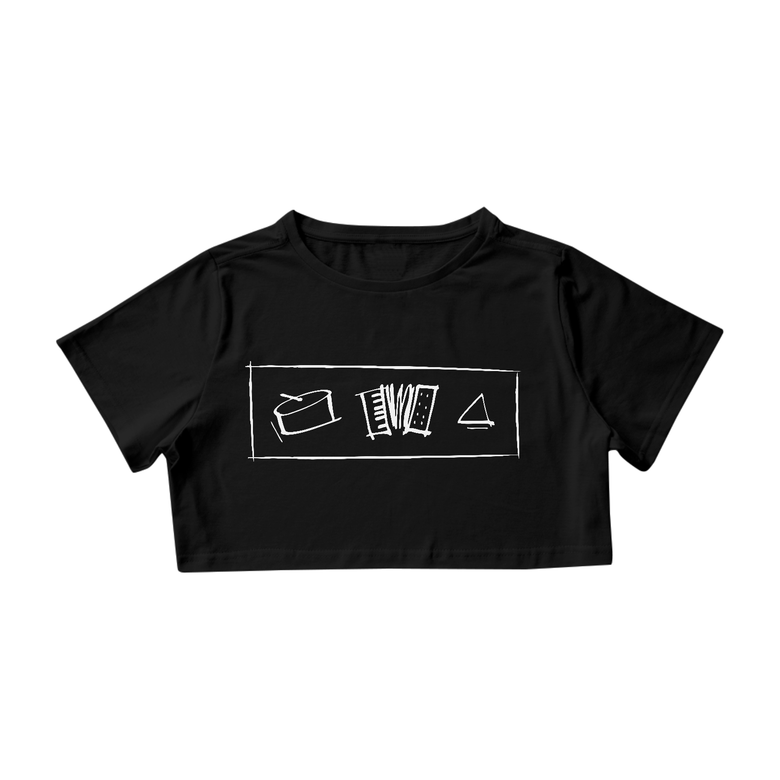 Camisa Cropped Forró 3 Elementos - Preta