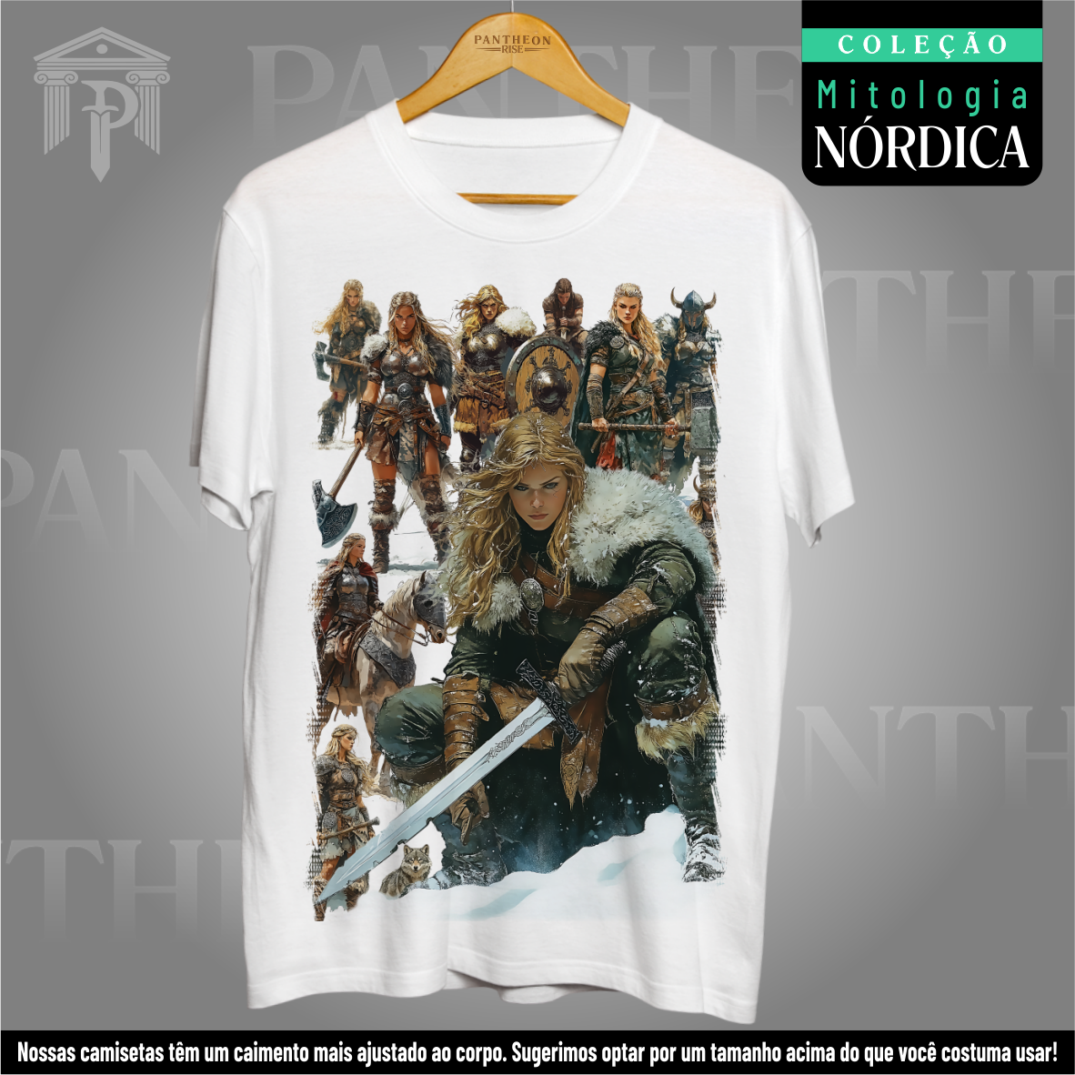 Nome do produto: Camiseta Unissex - Guerreiras Vikings (Mitologia Nórdica)