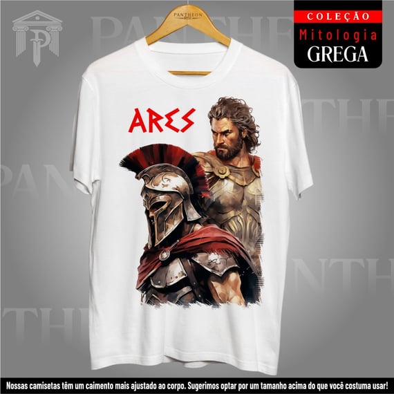 Camiseta Branca Unissex - Deus Ares (Mitologia Grega)