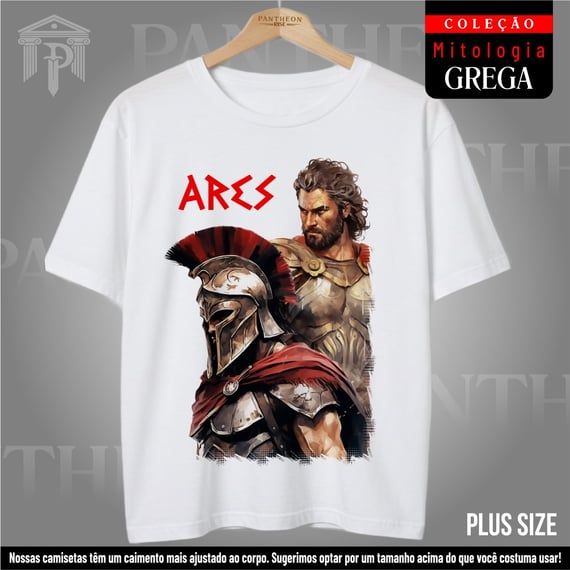 Plus Size Branca Unissex - Deus Ares (Mitologia Grega)