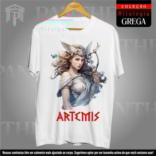 Camiseta Branca Unissex - Deusa Ártemis (Mitologia Grega)