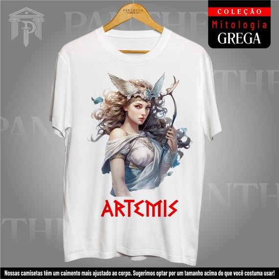 Camiseta Branca Unissex - Deusa Ártemis (Mitologia Grega)