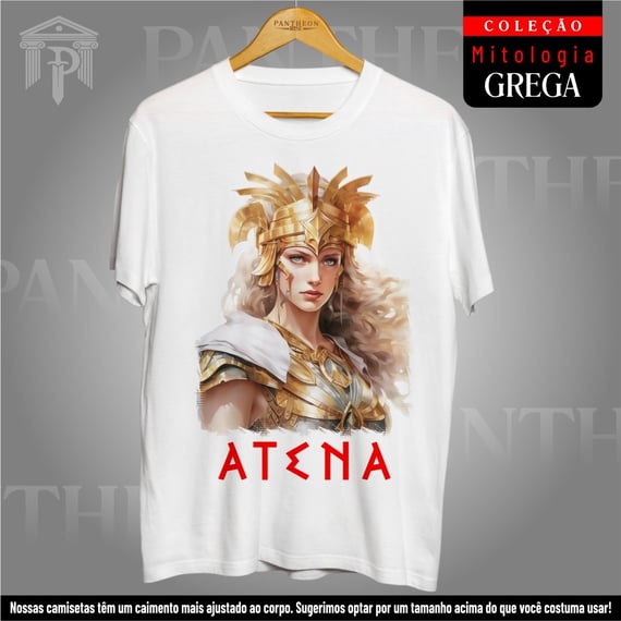 Camiseta Branca Unissex - Deusa Atena (Mitologia Grega)