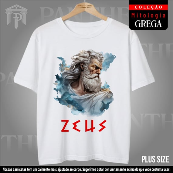 Plus Size Branca Unissex - Deus Zeus (Mitologia Grega)