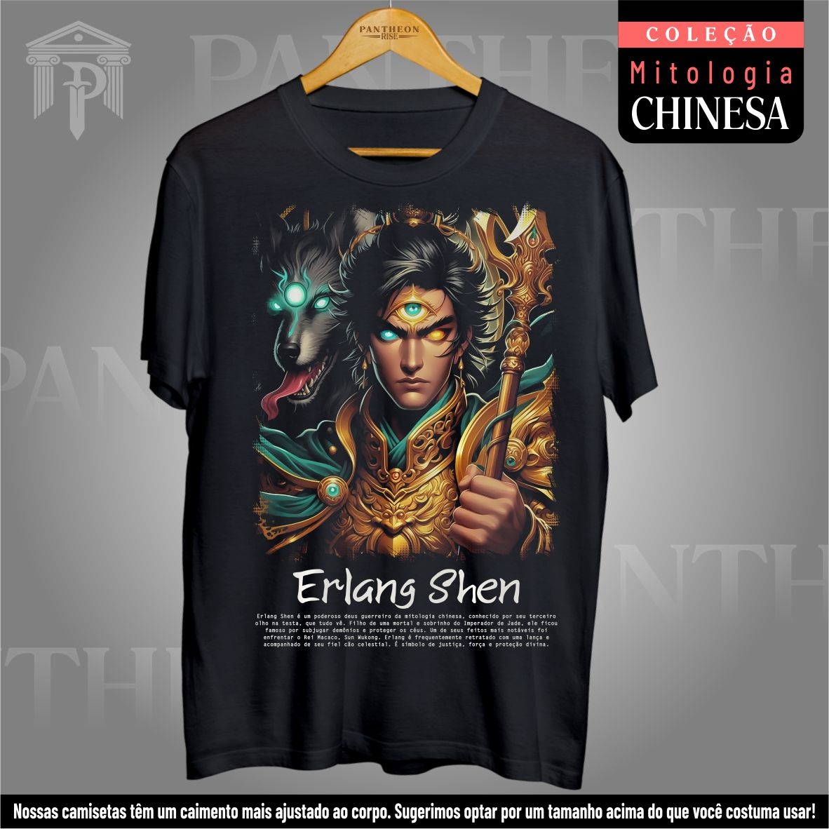 Nome do produto: Camiseta Unissex - Erlang Shen (Mitologia Chinesa)