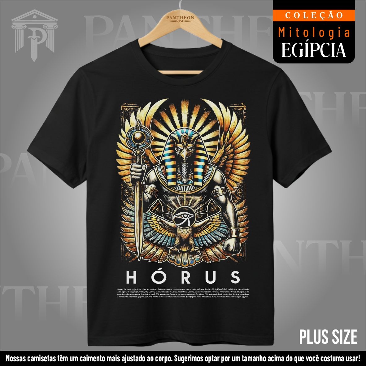 Nome do produto: Plus SIze Unissex - Deus Hórus (Mitologia Egípcia)