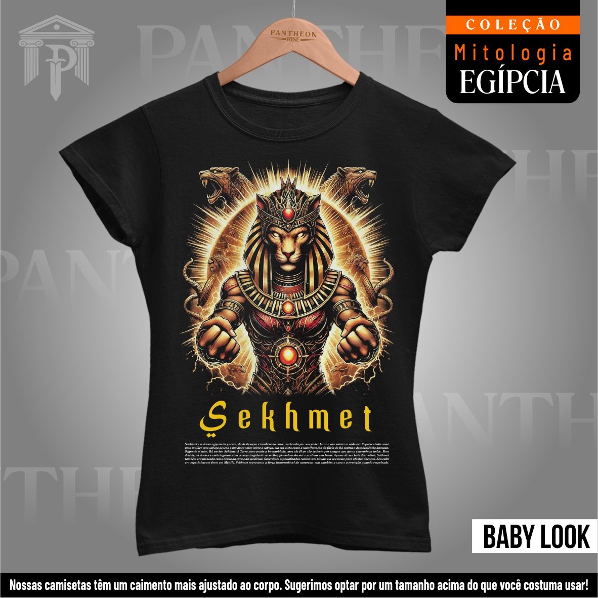 Nome do produto: Baby Look - Deusa Sekhmet (Mitologia Egípcia)