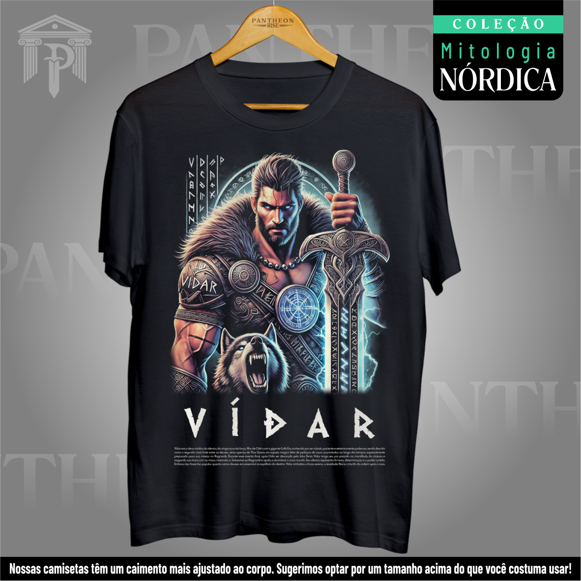 Nome do produto: Camiseta Unissex - Deus Vidar (Mitologia Nórdica)