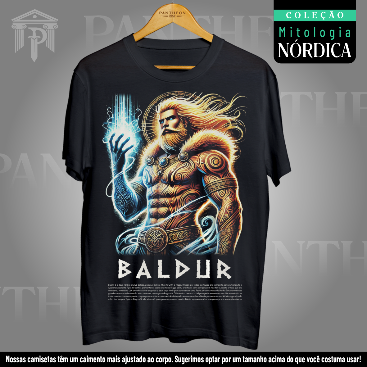 Nome do produto: Camiseta Unissex - Deus Baldur (Mitologia Nórdica)
