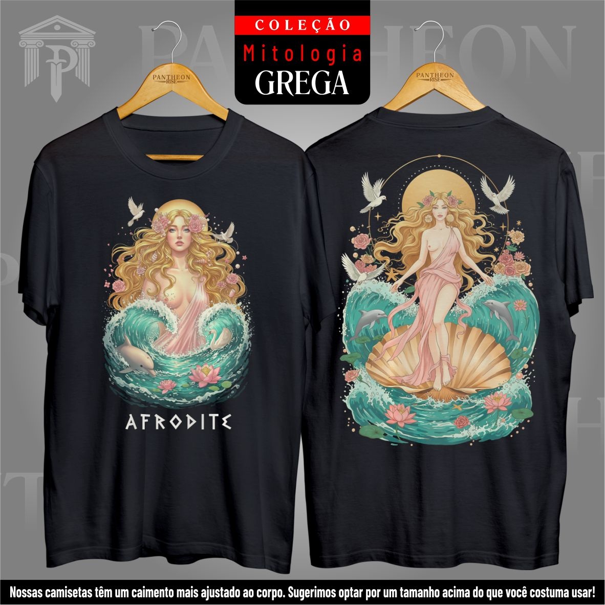 Nome do produto: Camiseta Unissex Frente e Costas - Deusa Afrodite (Mitologia Grega)