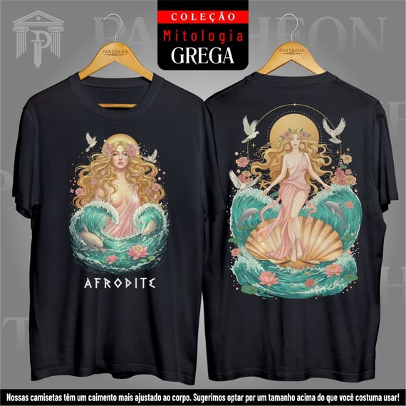 Camiseta Unissex Frente e Costas - Deusa Afrodite (Mitologia Grega)