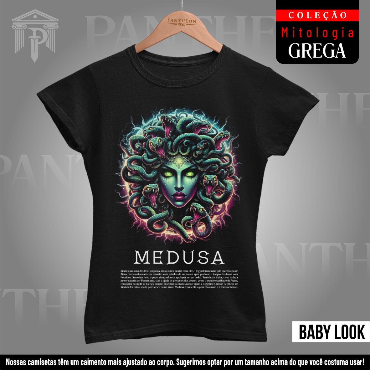 Nome do produto: Baby Look - Medusa (Mitologia Grega)