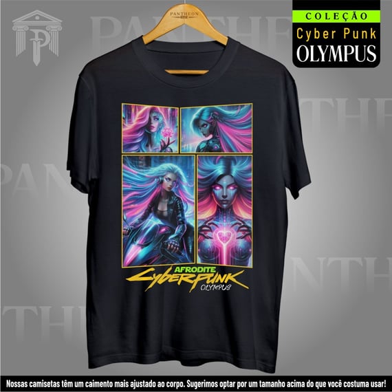 Camiseta Unissex - Panteão Cyberpunk (Afrodite)