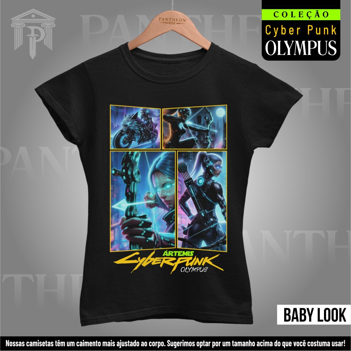 Nome do produto: Baby Look - Panteão Cyberpunk (Ártemis)