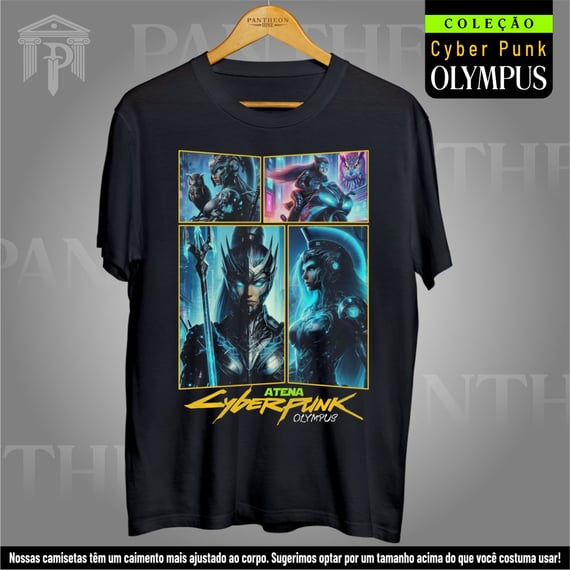 Camiseta Unissex - Panteão Cyberpunk (Atena)
