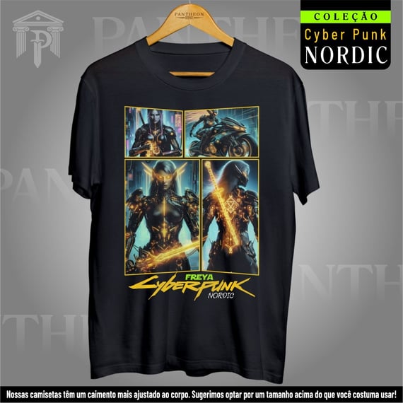 Camiseta Unissex - Panteão Cyberpunk (Freya)